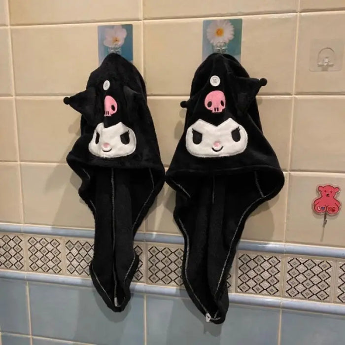 Kawaii Kuromi Plush Hair Drying Cap - Cute Anime Water Absorbent Head Towel for Girls Gift - Lacatang Shop