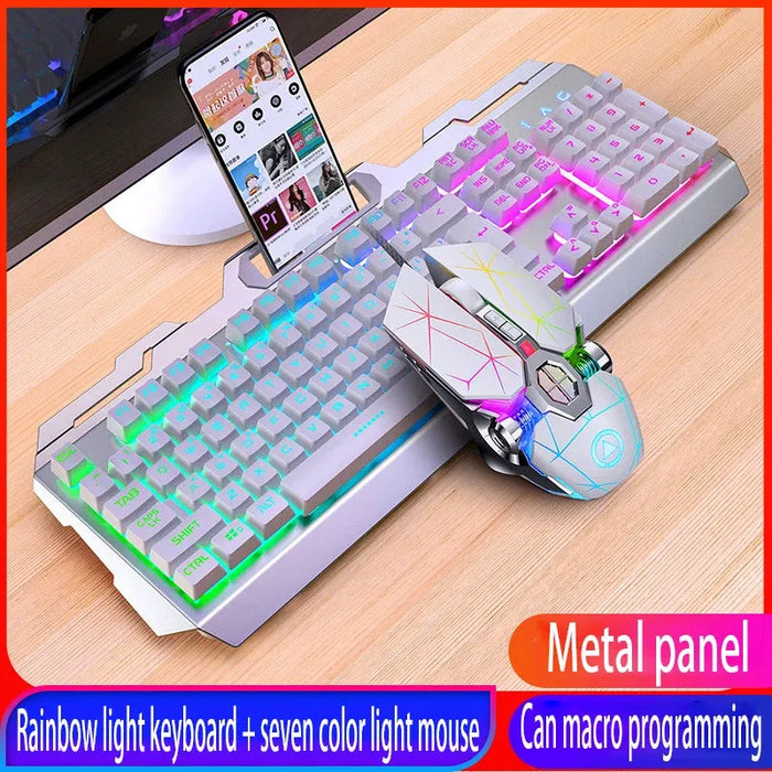 GX2 Wired Combination 104 Keys Mechanical Feel Keyboard and Mouse Replaceable Waterproof RGB Backlight Keyboard And Mouse Cover,