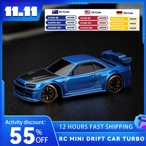 1/76 RC Mini Drift Car TURBO RACING Rear Wheel Drive Racing Built in Metal Weights for Boys Gift RTR Mode 1/76 RC Mini Drift Car TURBO RACING Rear Wheel Drive Racing Built in   Lacatang Shop Lacatang Shop 