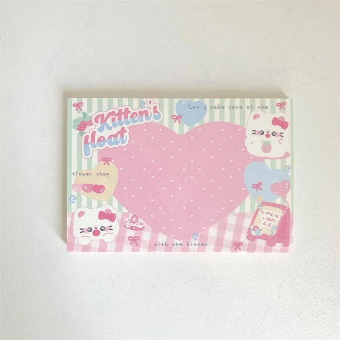 Adorable Cat Memo Pad for Scrapbooking - Kawaii Non-Sticky Notes for School and Diaries