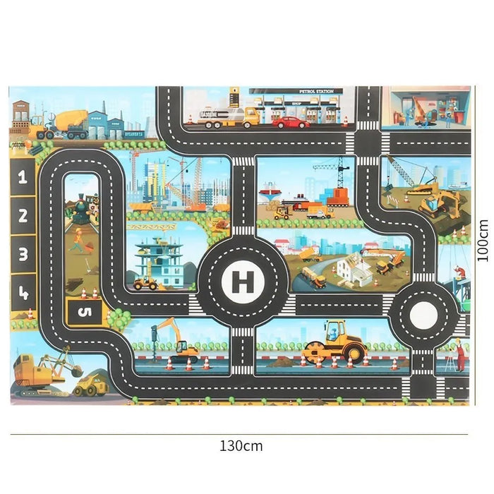 Kids Waterproof Playmat - Portable Dinosaur and Farm Road Activity Carpet for Toddlers, Non-Toxic Educational Crawling Mat