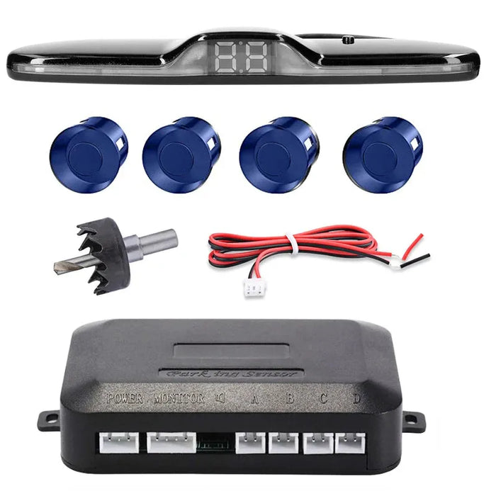 New LED Parking Sensor System Backlight Parktronic Monitor Display Kit Backup Detector Assistant 4 Probes