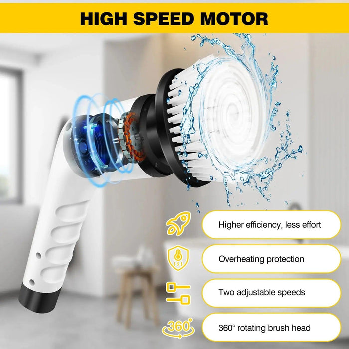 DayPlus Cordless Electric Brush Multi-functional Automatic Hand-held Electric Cleaning Brush Bathroom Toilet Floor Toilet 3 Head - Lacatang Shop