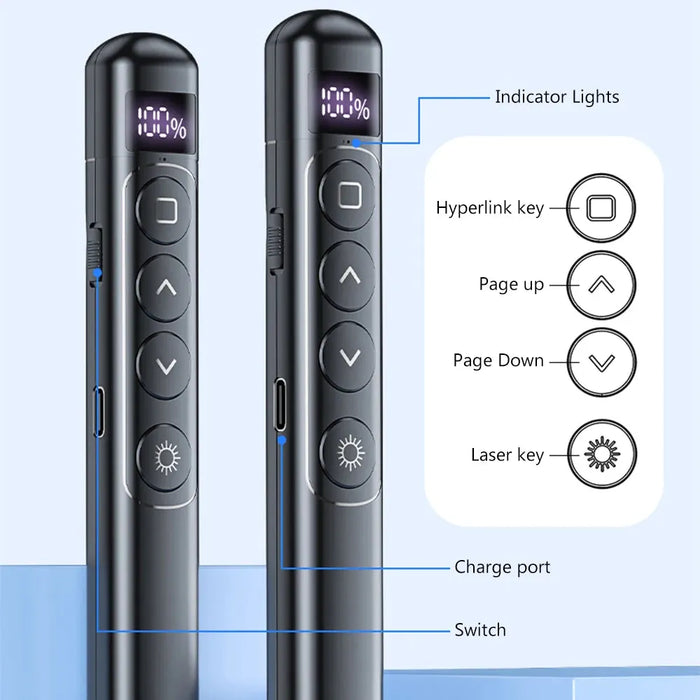 Digital Display Wireless Presenter Red Laser Page Turning Pen RF Volume Remote Control PPT Presentation USB PowerPoint Pointer