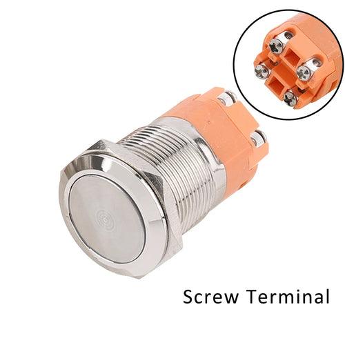 15A Heavy Duty Button 19mm Metal Push Button Switches Flat Round - Lacatang Shop