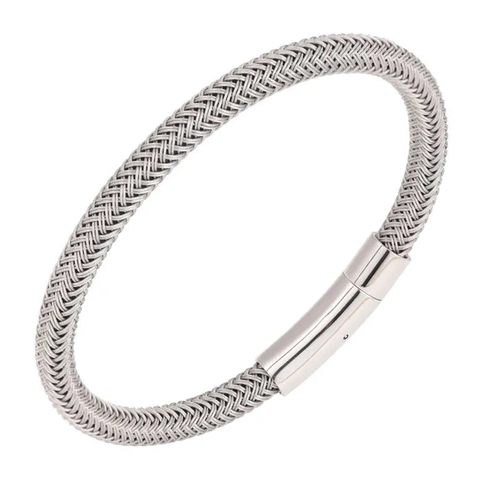 Trendy Black and White Titanium Steel Rope Bracelet for Couples - Free Shipping Available - Lacatang Shop