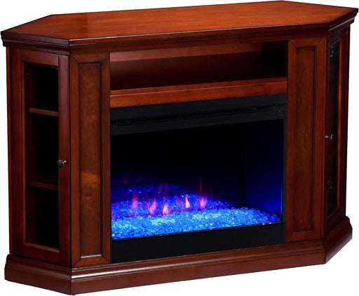 Claremont Convertible Color Changing Electric Storage Corner Fireplace, Brown Mahogany Claremont Convertible Color-Changing Electric Corner Fireplace  Lacatang Shop Lacatang Shop 