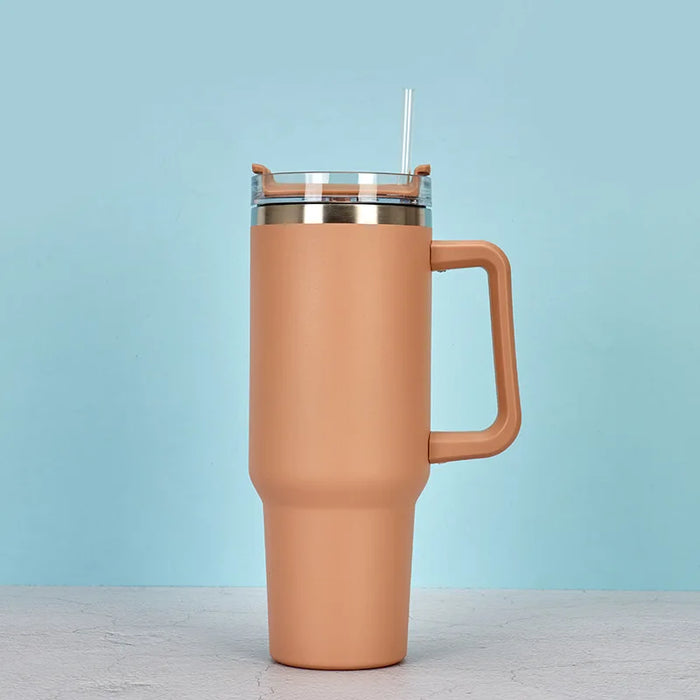 40oz Stainless Steel Insulated Hot Travel Mugs Water Bottle Thermal Vacuum Coffee Car Cup Cold Flask with Handle Straw