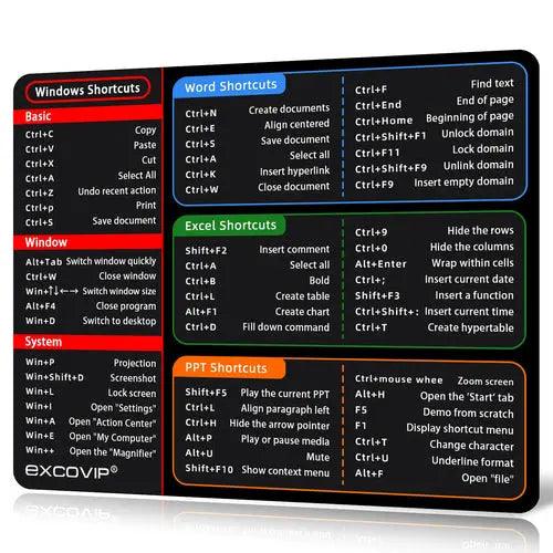 EXCO Shortcuts Mouse Pad Small Office Software Excel Mousepad Smooth - Lacatang Shop