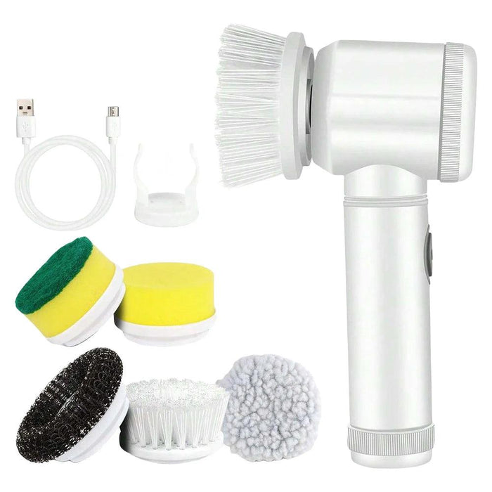 Electric Spin Scrubber Rechargeable with 5Pcs Brush Heads Home Electric Rotary Scrubber Bathtub Tile Professional Cleaning Brush - Lacatang Shop