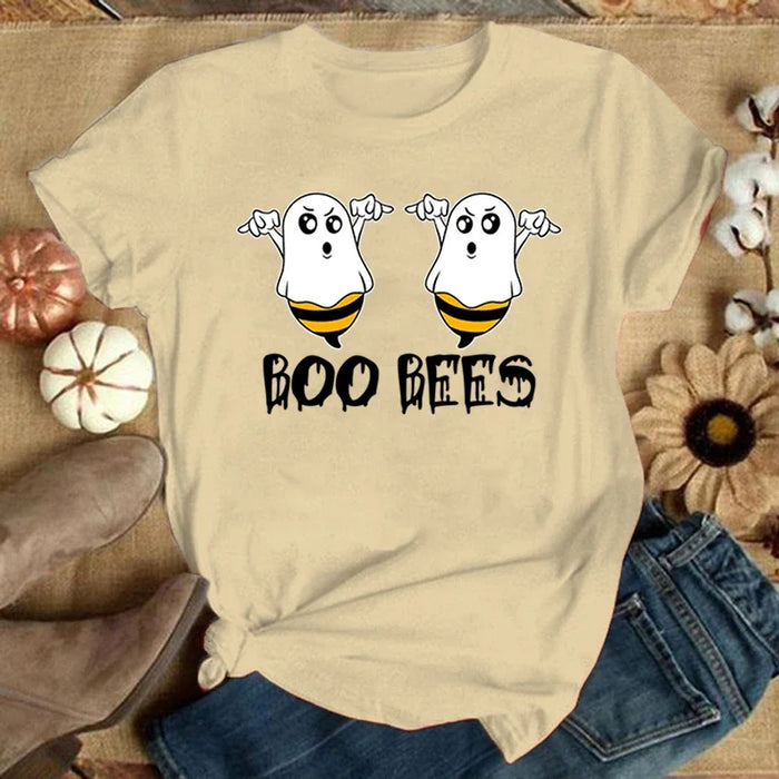 Funny Boo Bees Graphic Tee - Summer Casual Short Sleeve T-Shirt for Women