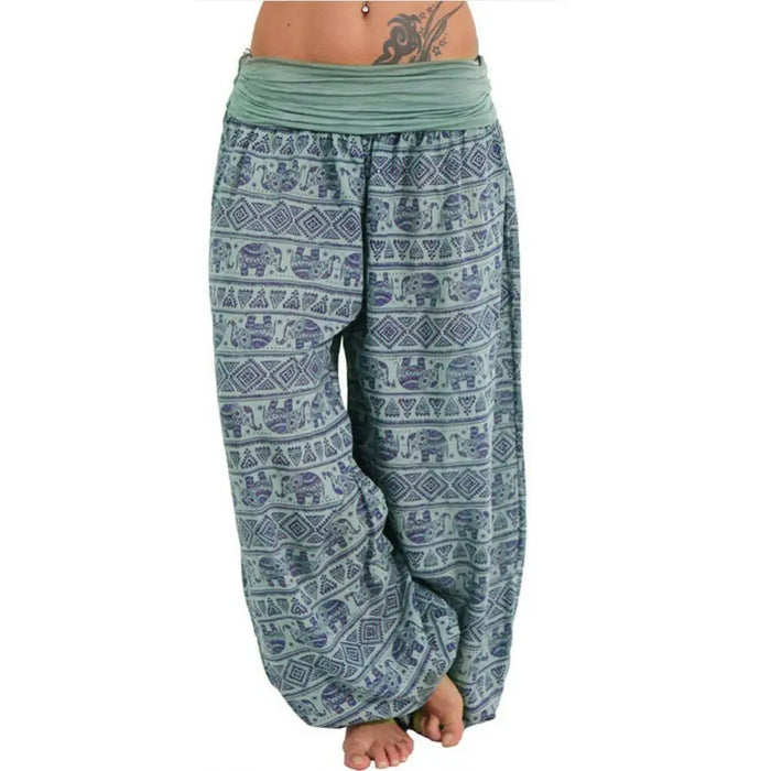 Yoga Pants Women Boho Loose Low Waist Long Pants Elephant Print Baggy Bloomer Trousers Dance Harem Pants Plus Size Pantalones