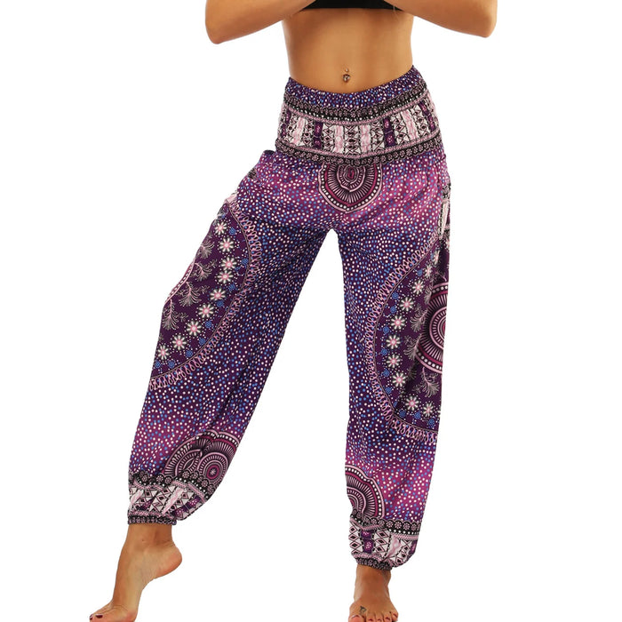 High Waist Bloomer Pants Relaxed Fit Jogger Harem Pants Thai Pants for Beach & Lounge Yoga Boho Clothes Loose Pants