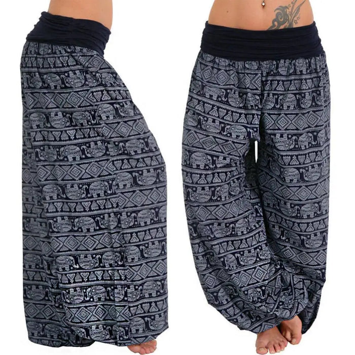 Yoga Pants Women Boho Loose Low Waist Long Pants Elephant Print Baggy Bloomer Trousers Dance Harem Pants Plus Size Pantalones