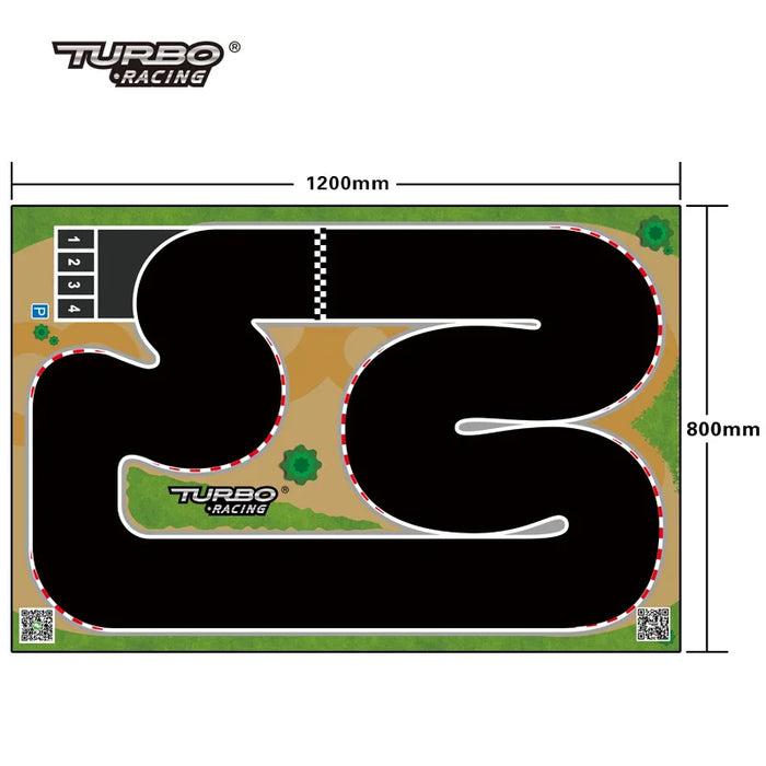 Portable Turbo Racing Rubber Track Mat for 1:76 RC Cars - Multiple Sizes Available