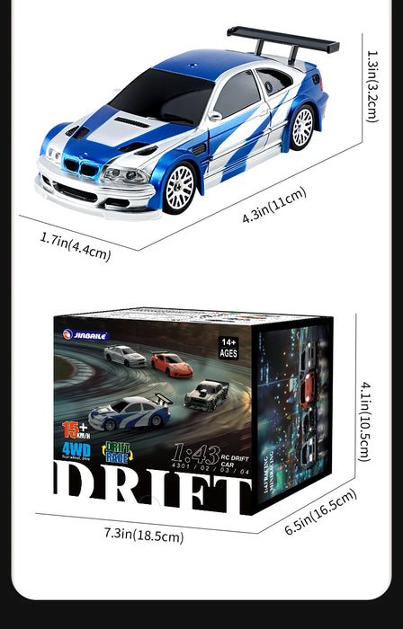 1/43 Scale High-Speed RC Drift Car - 2.4GHz Remote Control Off-Road Mini Racing Vehicle for Boys