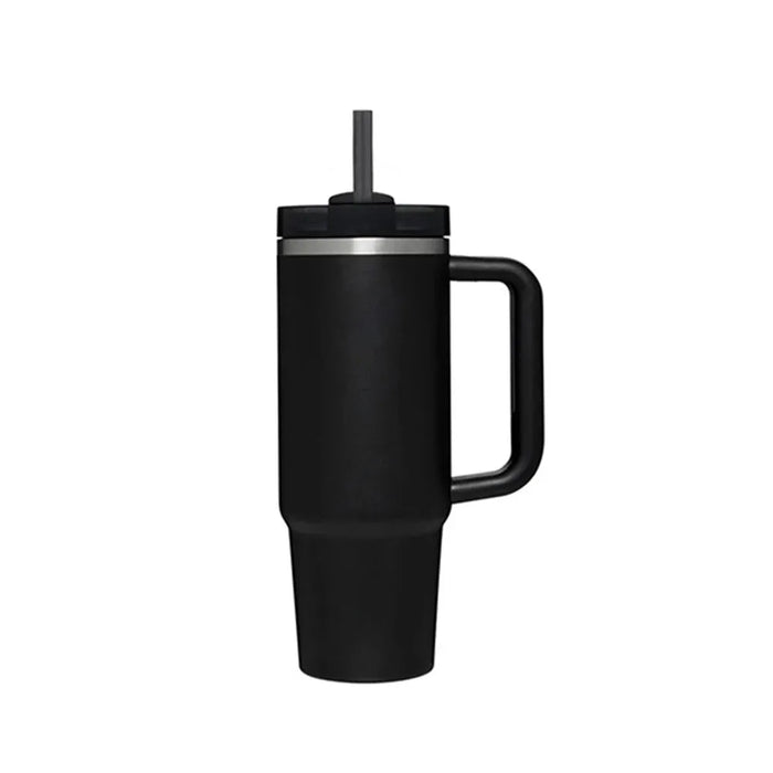 40 oz Iced Tumbler with Handle Straw Lid Stainless Steel Vacuum Insulated Coffee Mug Portable Thermal Travel Cup for Sport Car