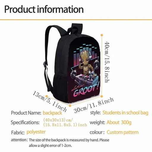 Groot Marvel Superhero Backpack - Cartoon Print School Bag for Students and Office Use, Unisex Gift Idea - Lacatang Shop