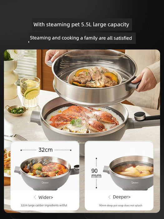 Midea Non-Flower Core Electric Frying Pan For Home Non-Stick Pan Multi-Functional Cooking and Cooking Integrated Large Capacity Electric Hot Pot - Lacatang Shop