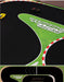 The Lacatang Shop presents the TURBO RACING 1:76 Track Mat, featuring a black and green surface with customizable layouts. It includes two toy cars (yellow and black), red/white borders, "Turbo Racing" text, cement blocks, and drift jumps. A detailed track diagram is provided below.