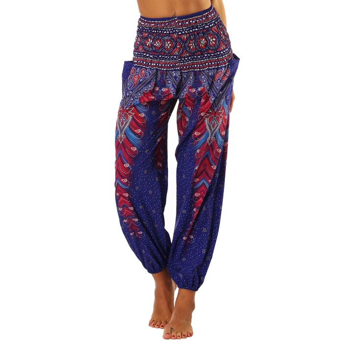 High Waist Bloomer Pants Relaxed Fit Jogger Harem Pants Thai Pants for Beach & Lounge Yoga Boho Clothes Loose Pants