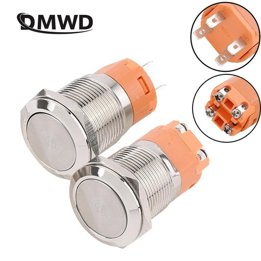 15A Heavy Duty Button 19mm Metal Push Button Switches Flat Round - Lacatang Shop