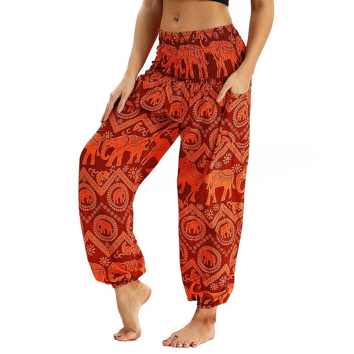 High Waist Bloomer Pants Relaxed Fit Jogger Harem Pants Thai Pants for Beach & Lounge Yoga Boho Clothes Loose Pants