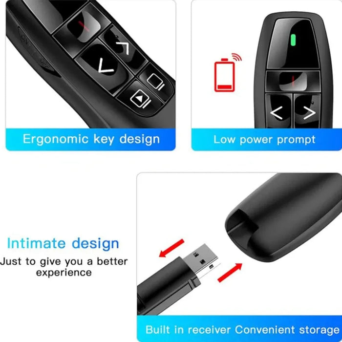 2.4Ghz USB Wireless Presenter Red Laser-Pen Pointer PPT Remote Control With Handheld Pointer For PowerPoint Presentation