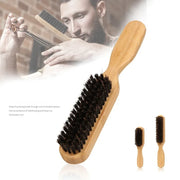 Wood Handle Boar Bristle Cleaning Brush - Hairdressing Beard Brush, Anti-Static Barber Hair Styling Comb, Shaving Tools for Men