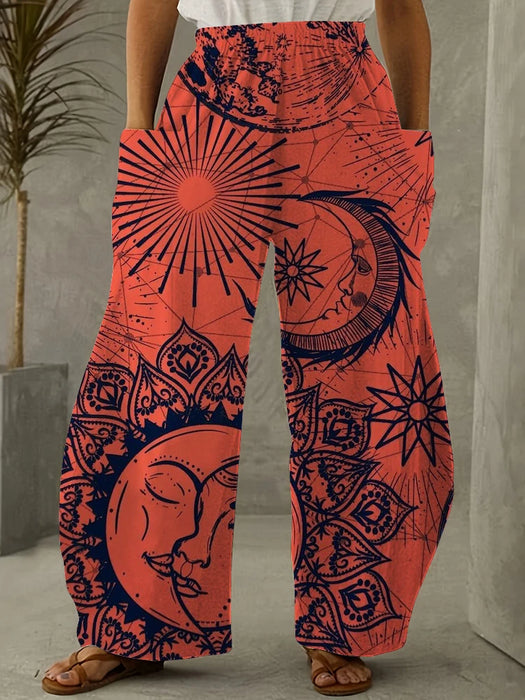 Women's Pants Sun Moon Star And Arrow Prints Harem Pants Women's Summer Retro Women's Casual Wear Daily Fashion Wide Leg Pants Women's Retro Harem Pants: Sun, Moon & Star Print Casual Wear  Lacatang Shop Lacatang Shop 