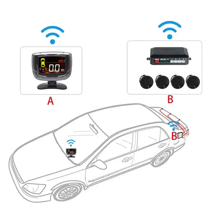 Wireless Car Parking Sensor Set LCD Display 4 Radar Probe 65dB Buzzer Alarm Backup Reversing Parktronic Monitor Detector System