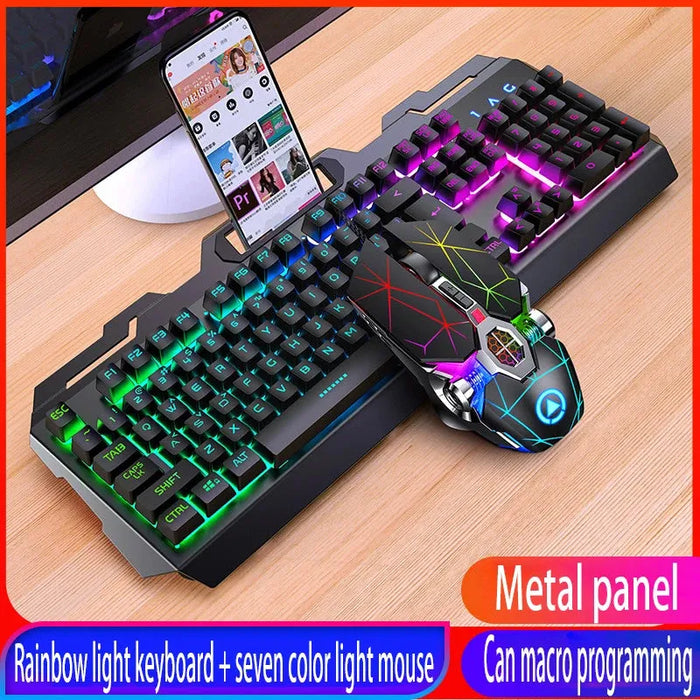 GX2 Wired Combination 104 Keys Mechanical Feel Keyboard and Mouse Replaceable Waterproof RGB Backlight Keyboard And Mouse Cover,