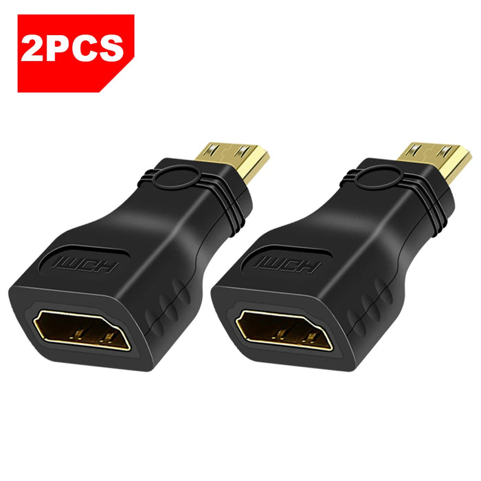 QGeeM Mini HDMI Male to HDMI A Female Adapter - High-Speed Converter for 4K, 2K, and 1080P - Ideal for Mini PCs, HDTVs, and HD Cameras