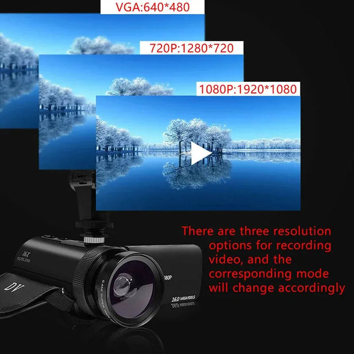 HD 1080P Professional Digital Video Camera With Mic 16 Million Pixels DV Audio Multifunction Anti-shaking Photographic Machine