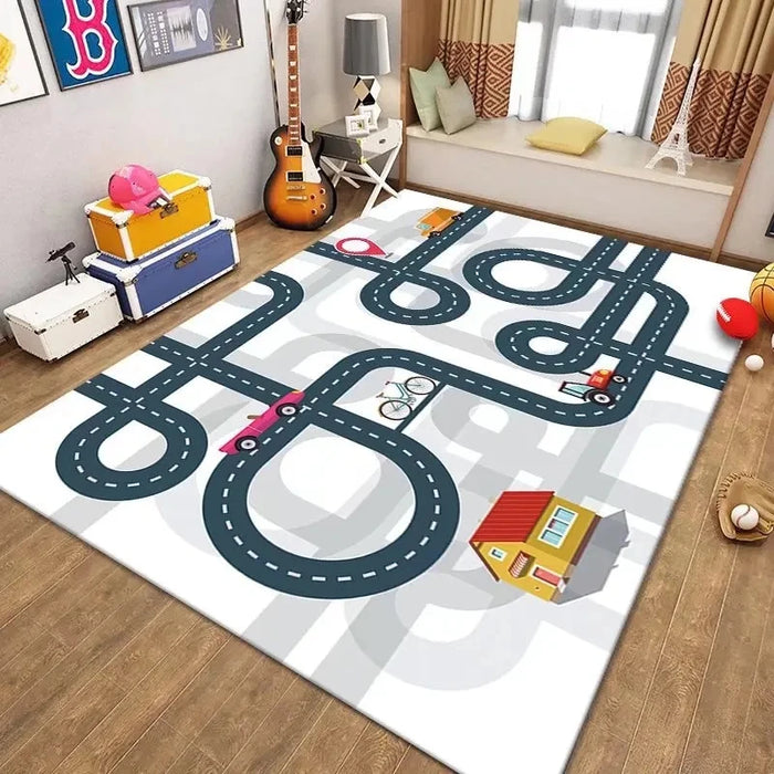 Children's Non-Slip Crawling Carpet for Living Room and Bedroom Decor - Soft Flannel Area Rug