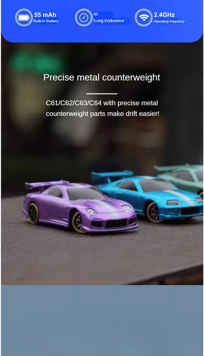 1/76 RC Mini Drift Car TURBO RACING Rear Wheel Drive Racing Built in Metal Weights for Boys Gift RTR Mode 1/76 RC Mini Drift Car TURBO RACING Rear Wheel Drive Racing Built in   Lacatang Shop Lacatang Shop 