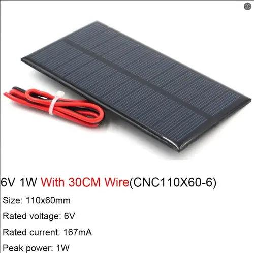 6V Solar Panel With 30 100 200CM Wire Mini Solar System DIY For - Lacatang Shop