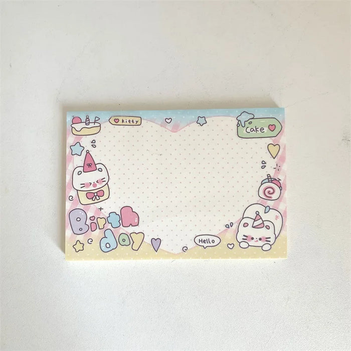 Kawaii Cat Memo Pad – DIY Scrapbooking Stationery, Non-Adhesive Notes for School & Diary Messages, 11x7.5cm