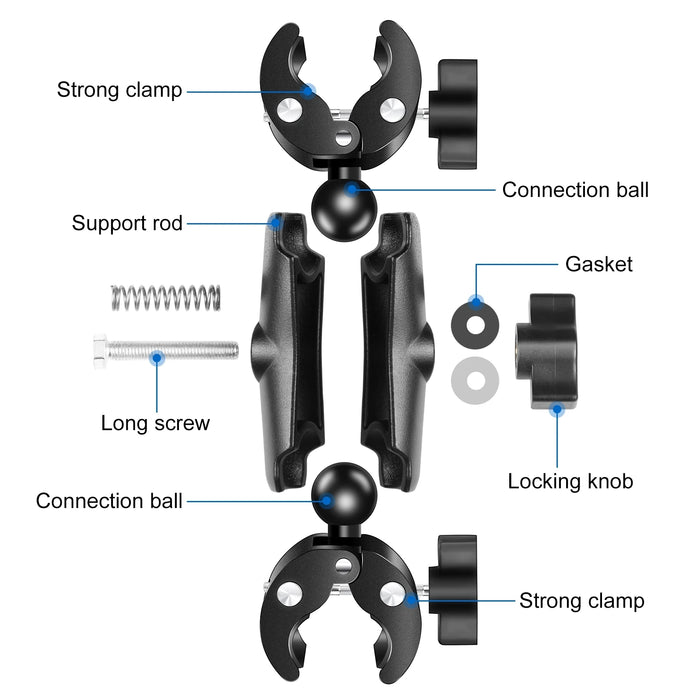 PULUZ Motorcycle Dualheads Crab Clamp Action Camera Handlebar Fixed Mount PULUZ Dualheads Crab Clamp Action Camera Mount for Motorcycles  Lacatang Shop Lacatang Shop 