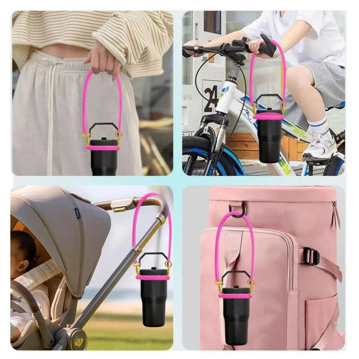 Silicone Water Bottle Handle Cup Lanyard Water Bottle Sling Holder with Strap Fits 8-40oz Bottles Cup Accessories