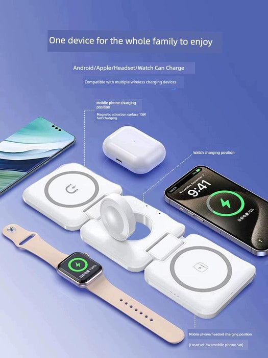 Three-in-One Wireless Charger Base Headset Apple - Lacatang Shop