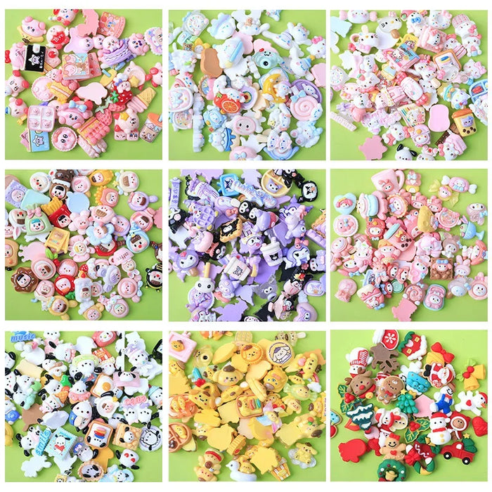 Kawaii Sanrio Resin Accessories Set - 10Pcs Hello Kitty, Kuromi & My Melody DIY Decor for Phone Cases and Headwear - Lacatang Shop