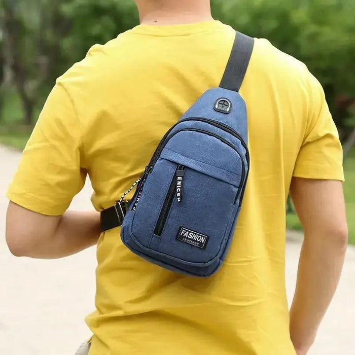 Men'S Trendy Business Chest Bag, Casual Earphones, Crossbody Bag, - Lacatang Shop