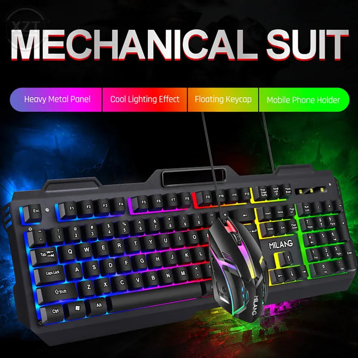 Wired Gaming Keyboard And Mouse RGB Backlit Keyboard Rubber PC Keycaps Keyboard Mouse Gamer Gaming Mouse