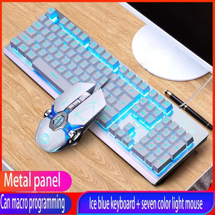 GX2 Wired Combination 104 Keys Mechanical Feel Keyboard and Mouse Replaceable Waterproof RGB Backlight Keyboard And Mouse Cover,