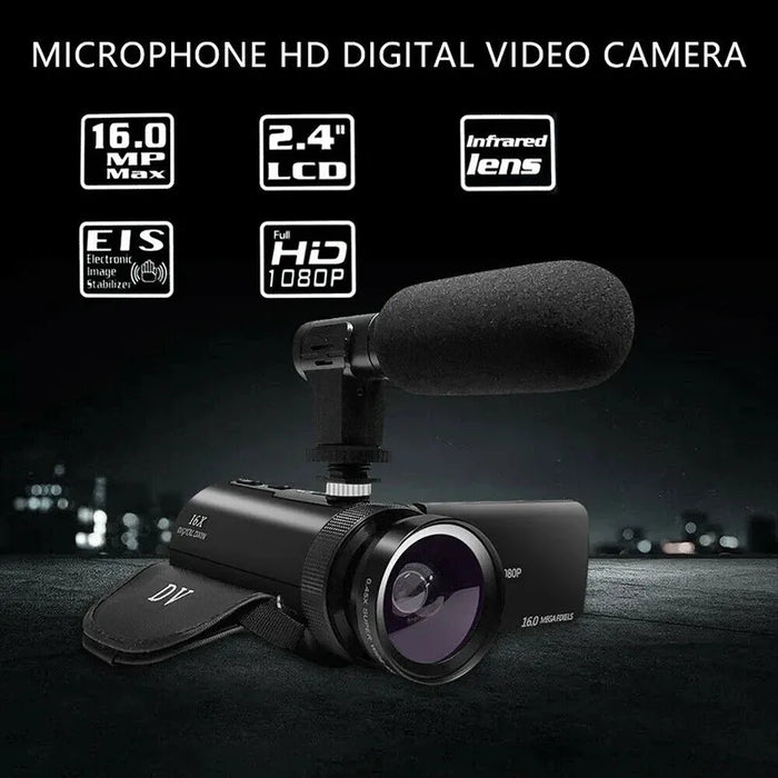 HD 1080P Professional Digital Video Camera With Mic 16 Million Pixels DV Audio Multifunction Anti-shaking Photographic Machine