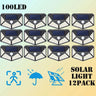 12 Pack Solar Lights Outdoor 100LED Wall Lamp Motion Sensor Security - Lacatang Shop