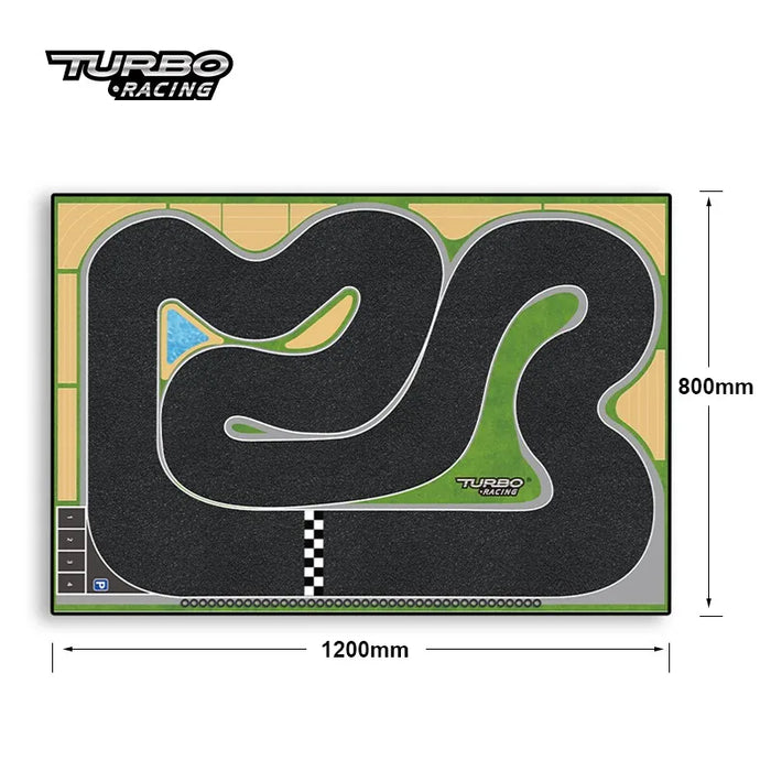 Portable Turbo Racing Rubber Track Mat for 1:76 RC Cars - Multiple Sizes Available