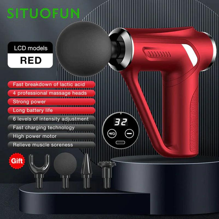 SITUOFUN Massage Gun 32 Levels Deep Tissue Neck Body Back Muscle Sport Electric Pistol Massager Exercise Relaxation Pain Relief - Lacatang Shop