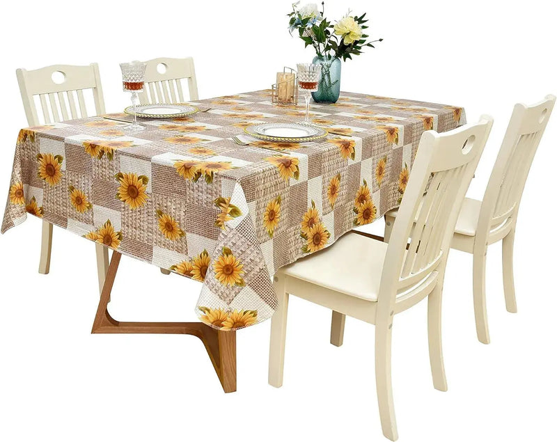 Indoor Outdoor Patio Premium Vinyl Rectangular Tablecloth, Flannel Backing, Spill Proof Wipeable Cover for Dining Table, Sunflowers Pattern, for Tables up to 60 X 84 Inch 

Spill-Proof Sunflowers Tablecloth for 60 x 84 Inch Tables - Ideal for Indoor/Outdoor Dining  AliExpress Lacatang Shop 